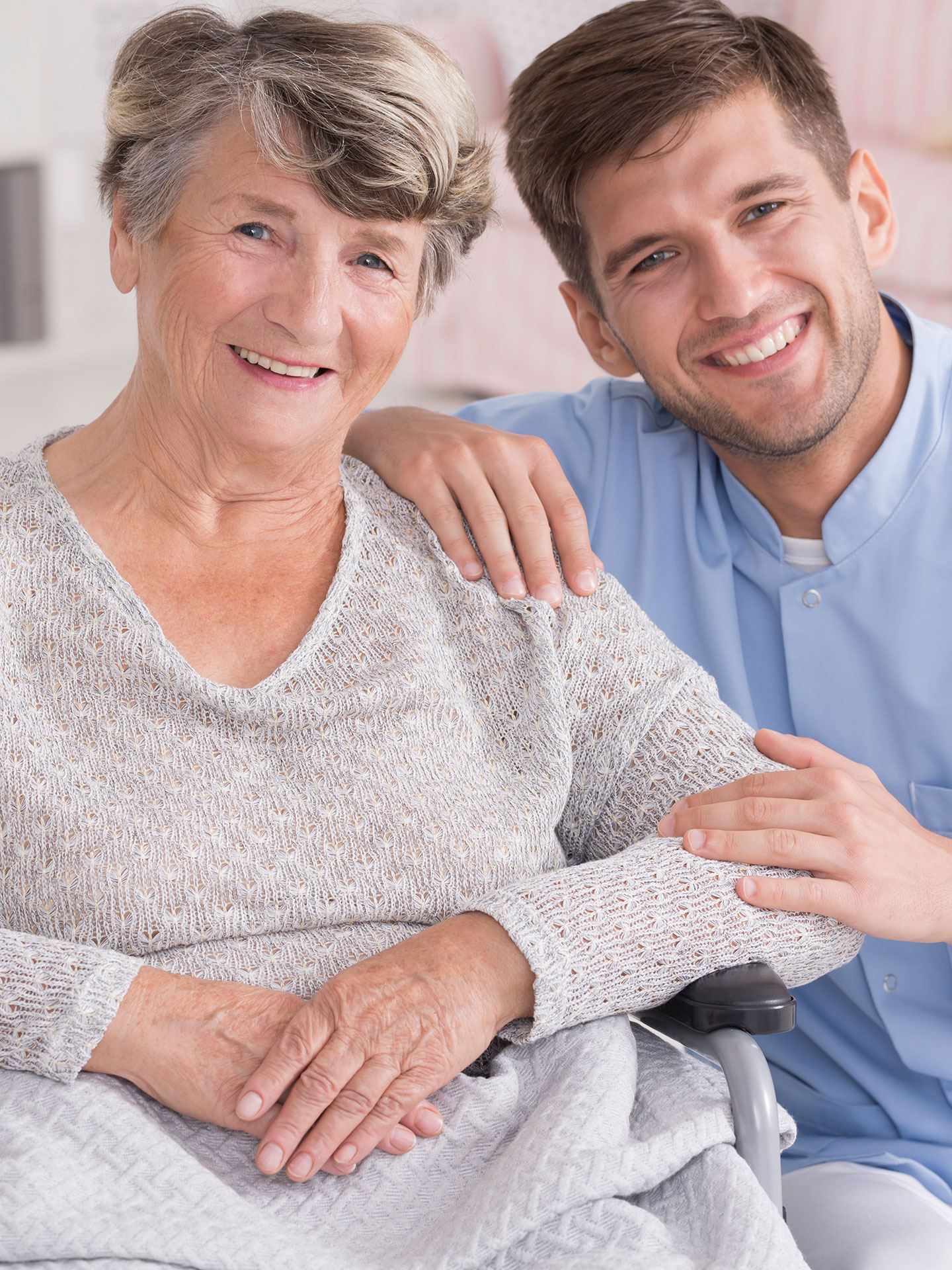 senior and health professional smiling